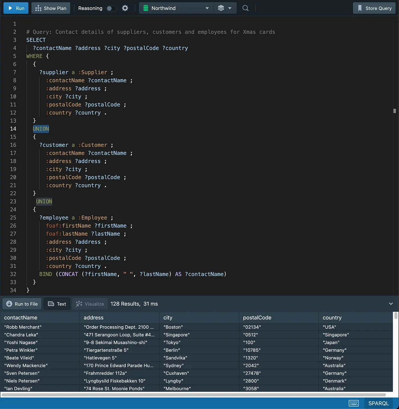 Combining multiple result sets using Union